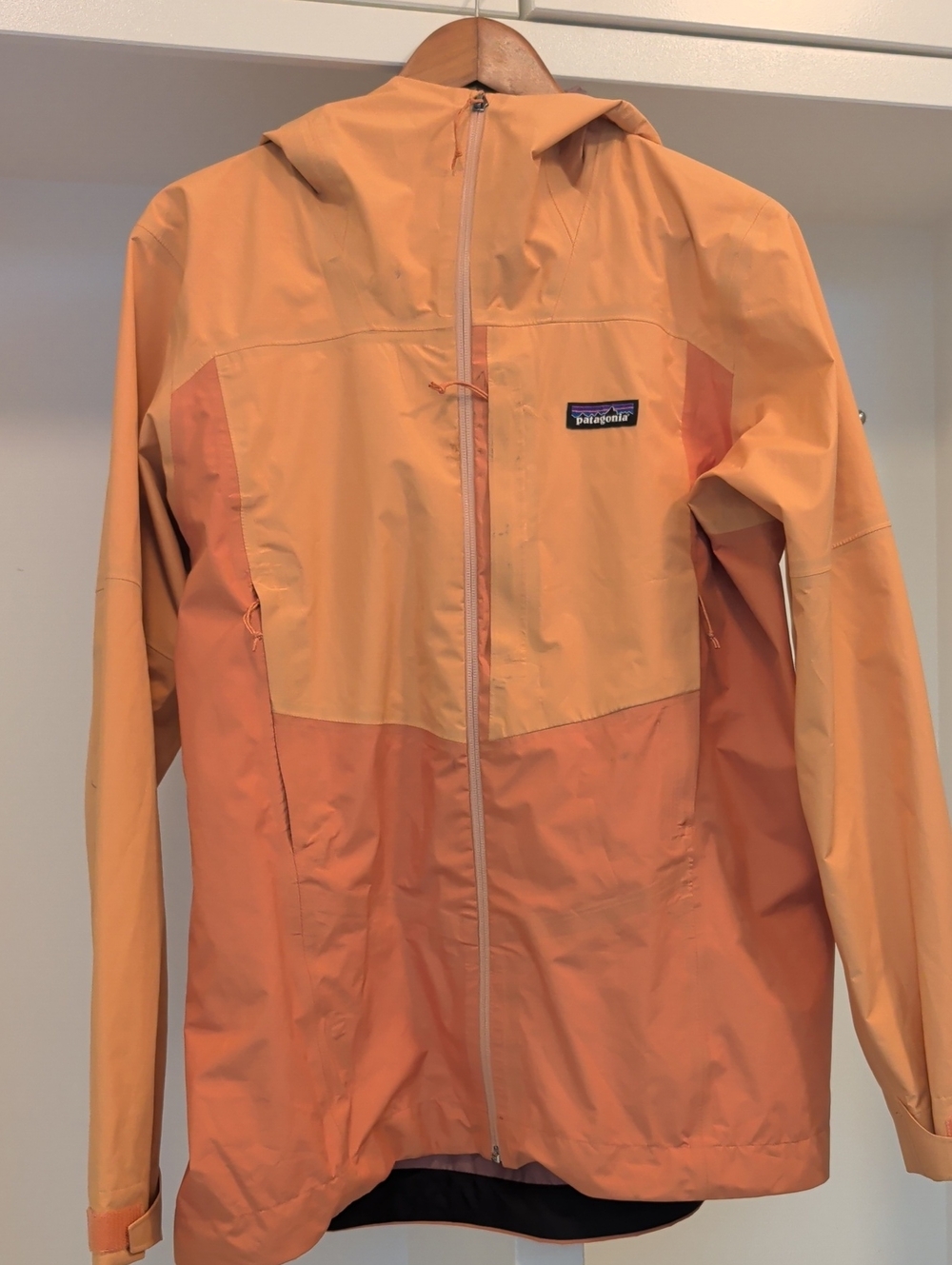 Patagonia Two-Tone Peach and Coral Rain Jacket